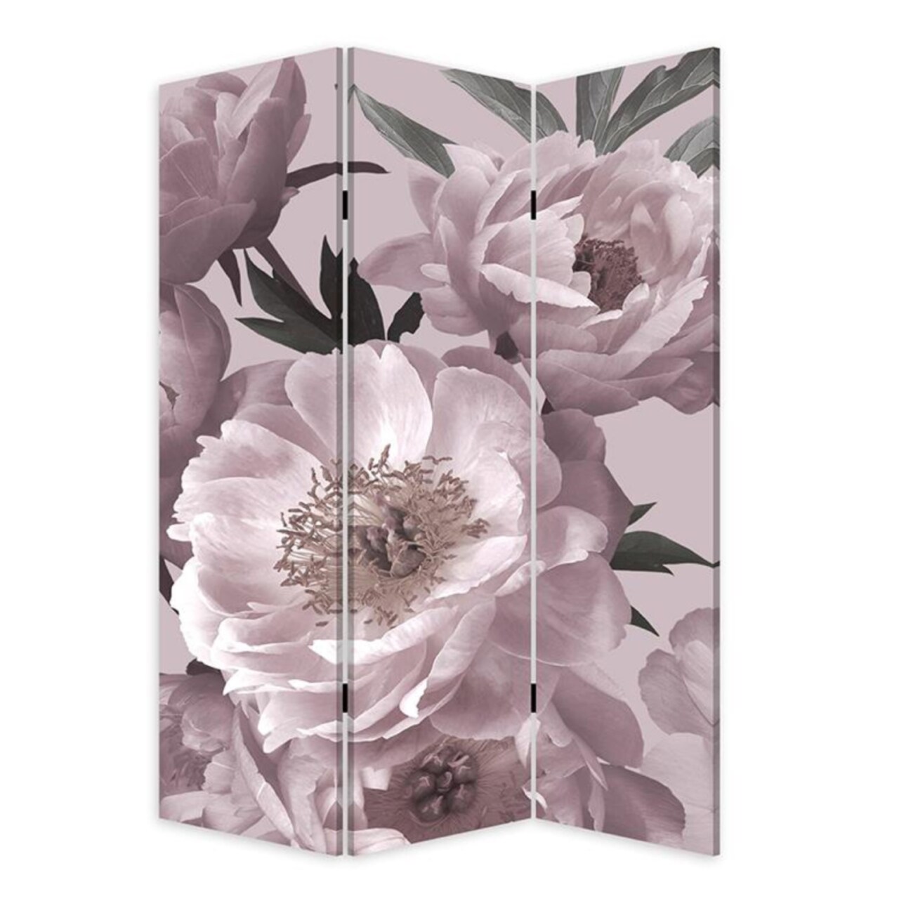 Saltoro Sherpi 72 Inch 3 Panel Canvas Foldable Screen Room Divider, Purple Floral Design-